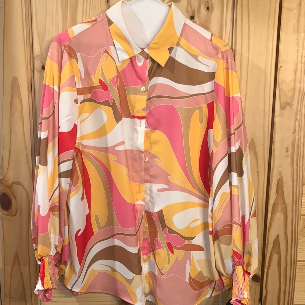 Colorful Women's Button-Up Blouse